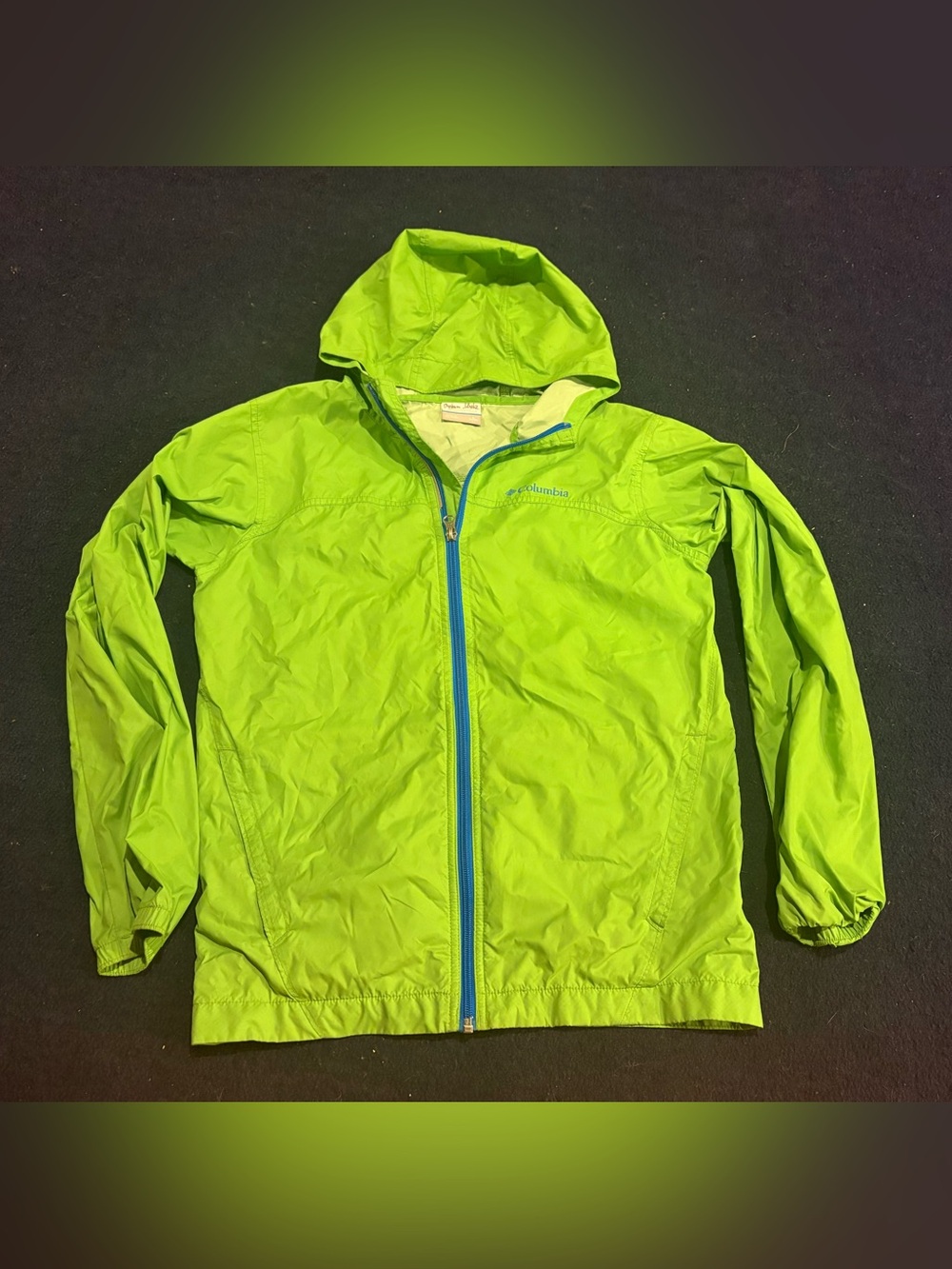 Columbia Sportswear Youth 14/16 Large Kids Green Rain Jacket with Hood